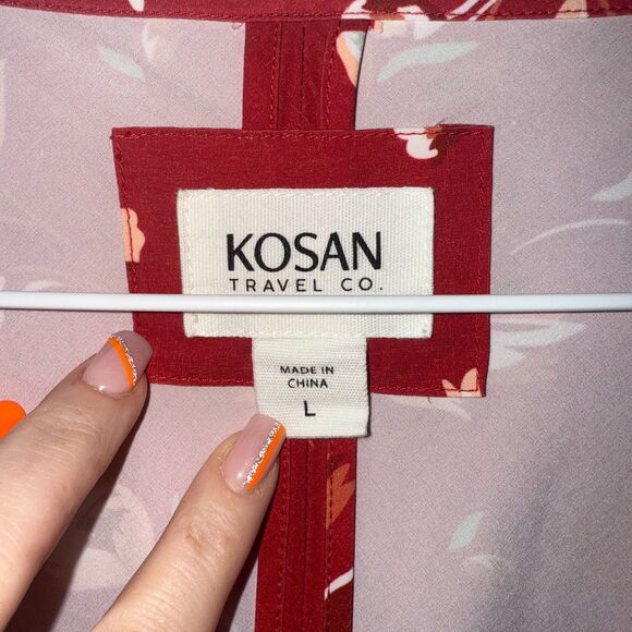 KOSAN Travel Co. Go Travel Wrap Dress - Red Florals L - Picture 12 of 13